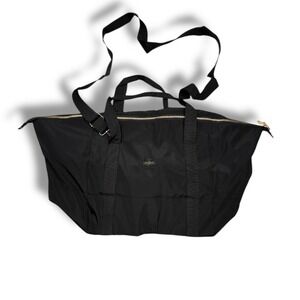 Kedzie Black Nylon Weekender Bag with Adjustable Strap & Gold Zipper
